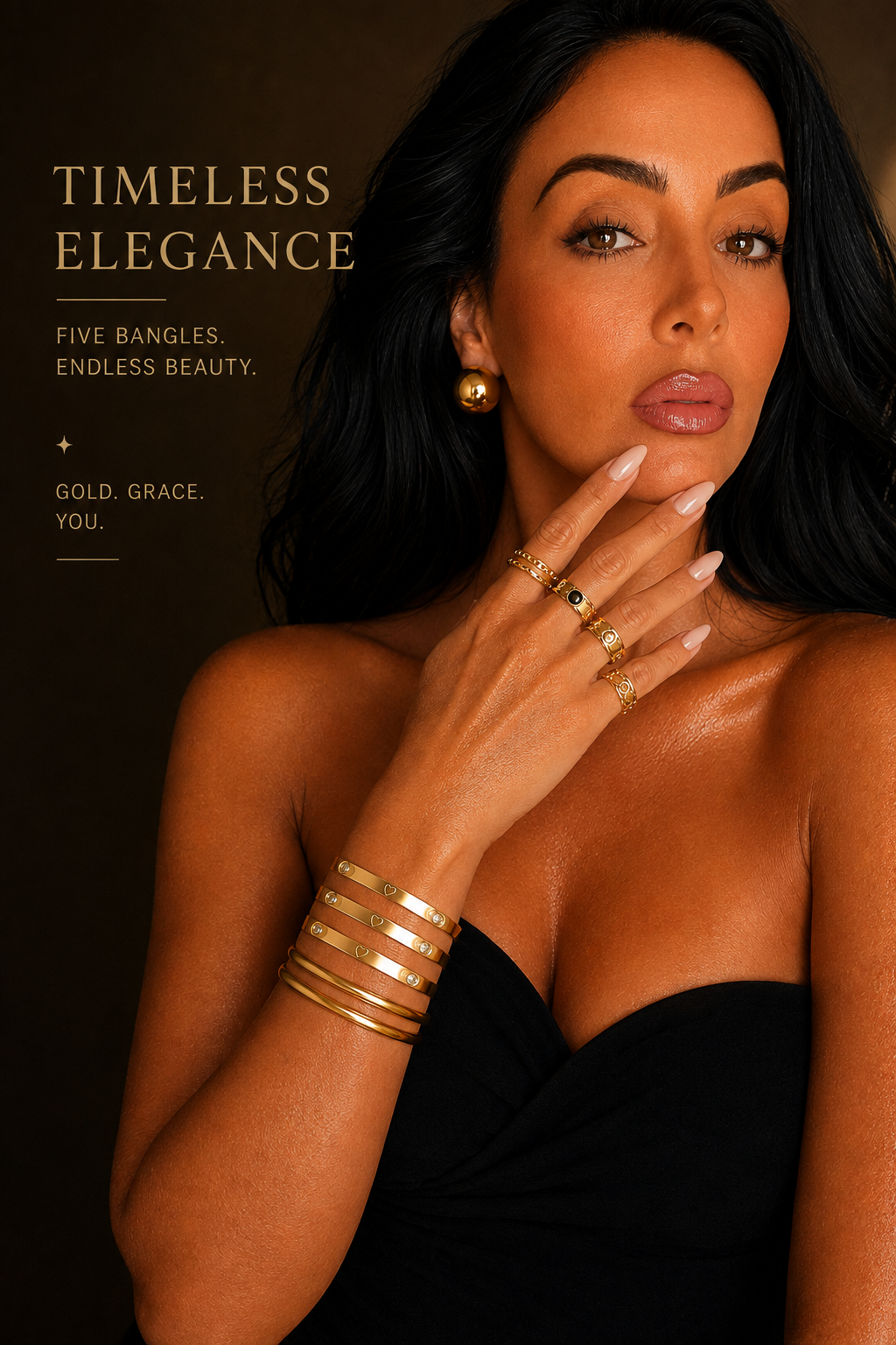 Bangles: Zircon & Herat, Bangles Gold-plated , Stainless Steel.