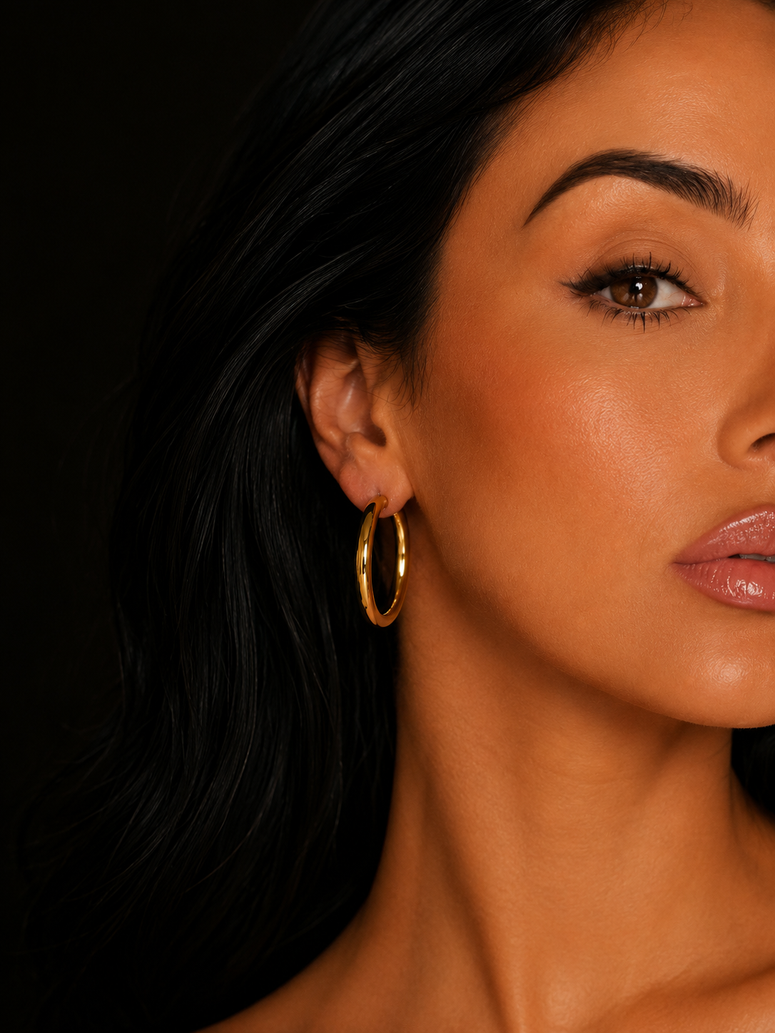 Earrings Hoop,  Gold-Plated Stainless Steel.