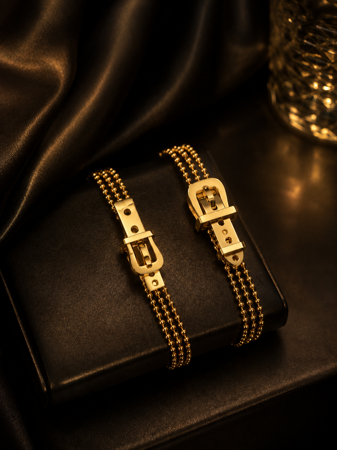 Bracelets: Buckle Strap Charm Gold Bracelets Stainless Steel.