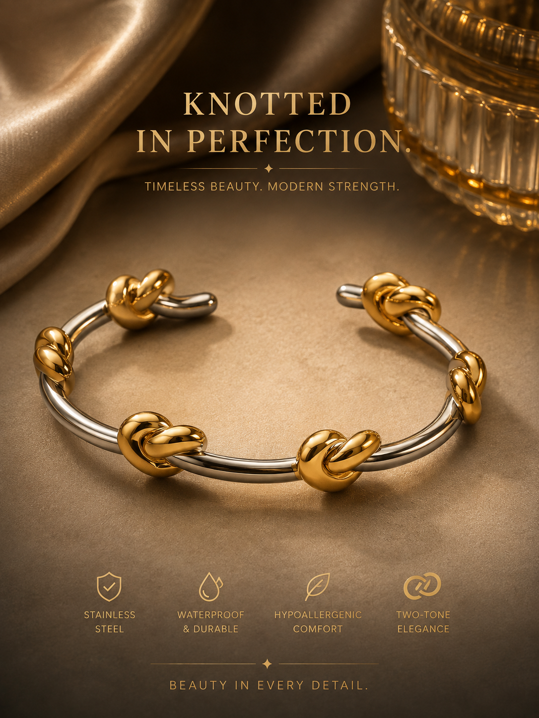 Bangles: Knot Bangles 18k Gold-plated Stainless Steel Bangle.