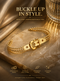 Bracelets: Buckle Strap Charm Gold Bracelets Stainless Steel.