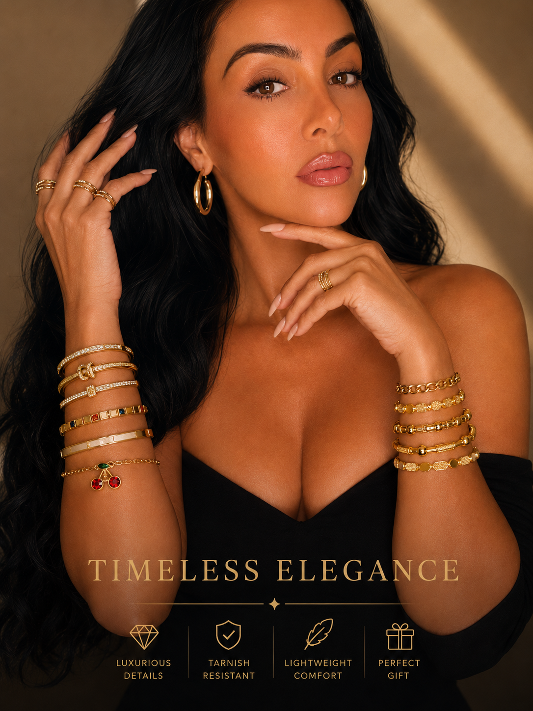 Multiple Bracelets: 18k Gold-plated Stainless Steel Cherry Bracelet