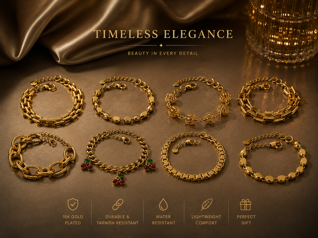 Multiple Bracelets: 18k Gold-plated Stainless Steel Cherry Bracelet