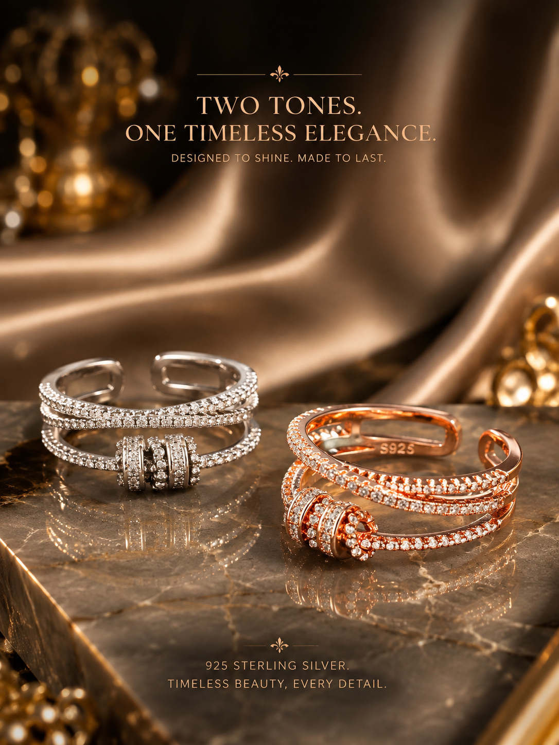 Rings: Zircon-studded Rotating Rings