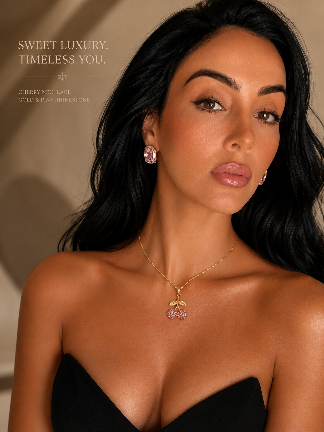 Necklace: Cherry Titanium Steel Necklace Light Luxury High-grade 18K Stainless Steel.