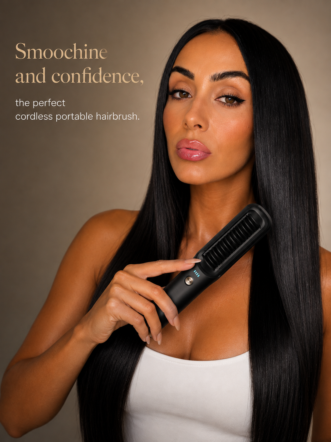 Wireless Rechargeable Cordless Hair Straightener Brush