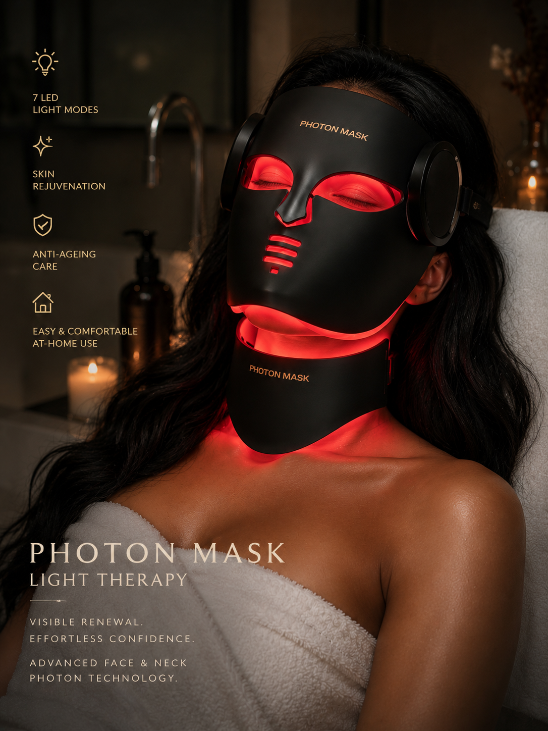 RED / MULTI COLOR LIGHT THERAPY MASK 4D Silicone Photon Facial Mask Device Infrared Led Light Mask.