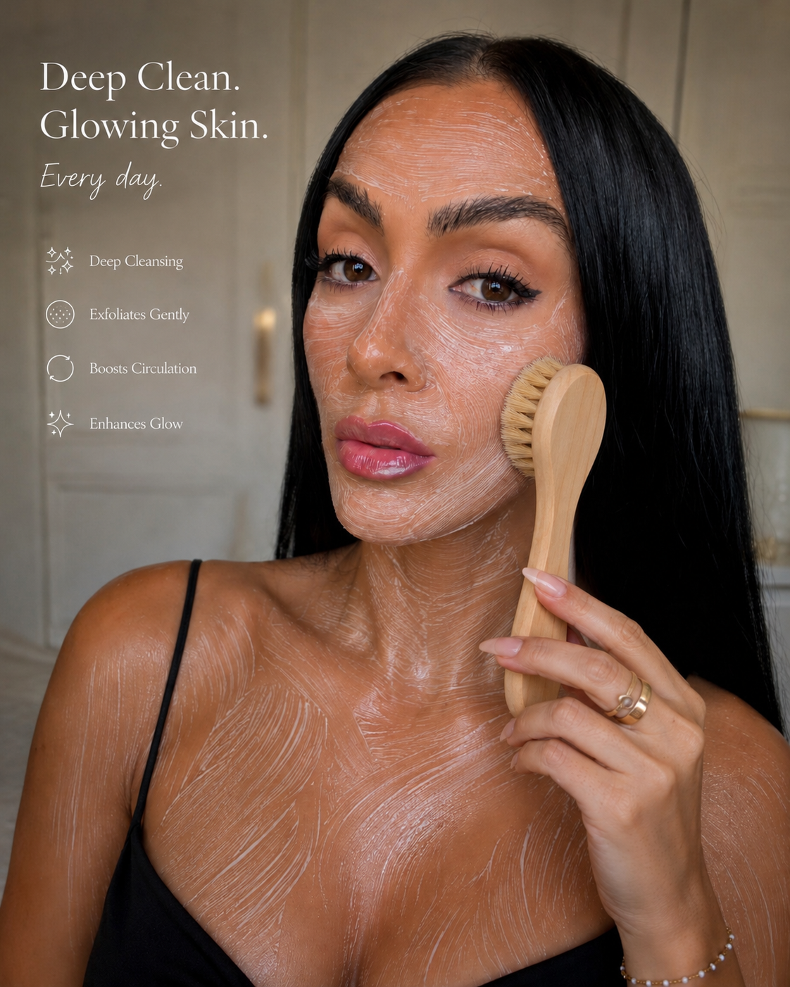 Super Soft Wooden Handle Facial Cleansing Brush.