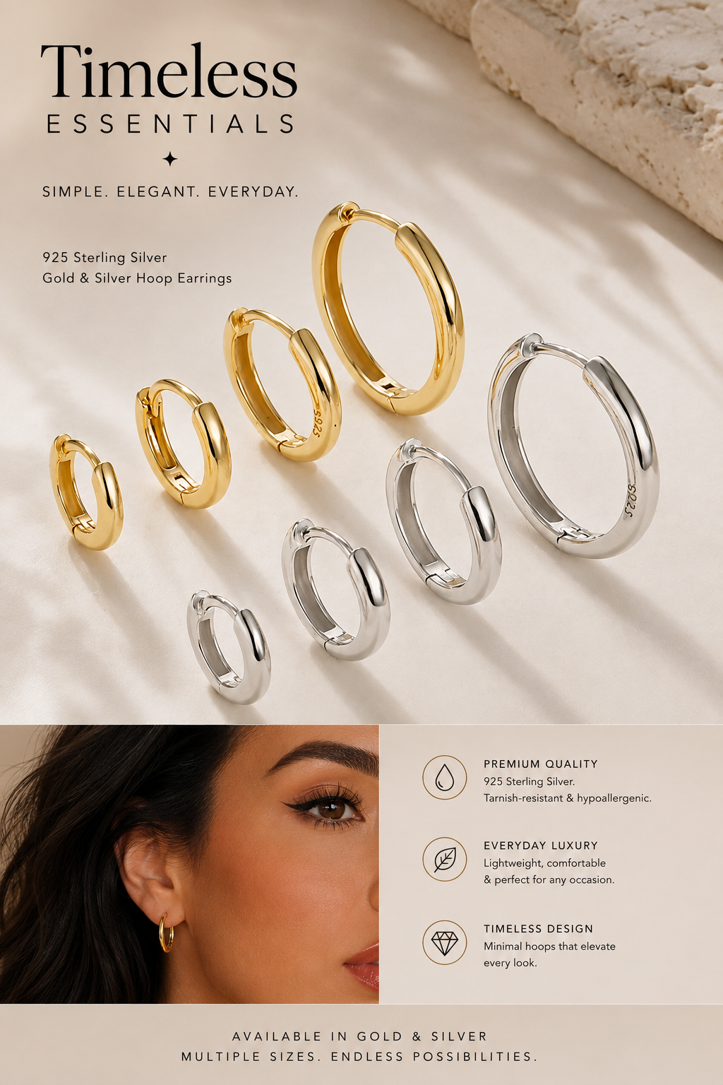Silver: 925 Sterling Silver loop Earrings.